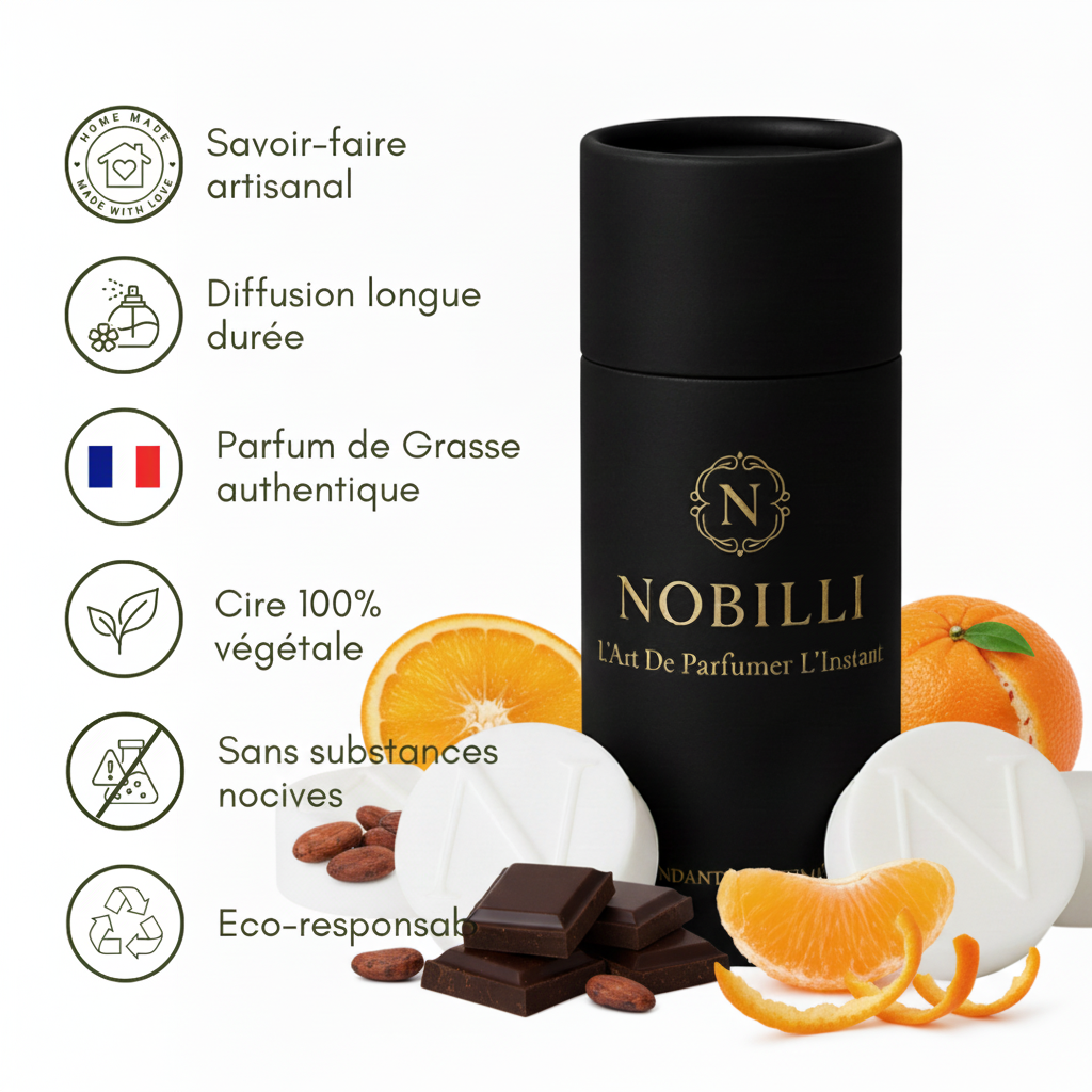 Boîte de 6 fondants parfumés "Chocolat Noir et Orange"
