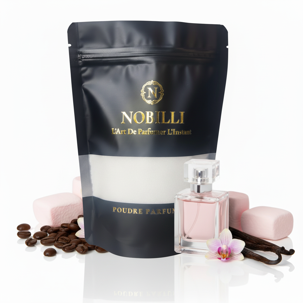 Sachet de 250g de poudre parfumée "Black Opium", inspiré du parfum Black Opium d'Yves Saint Laurent