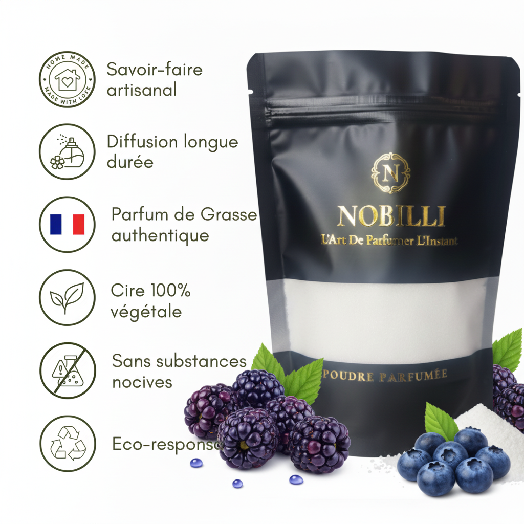 Sachet de 250g de poudre parfumée "Mûres et Myrtilles"